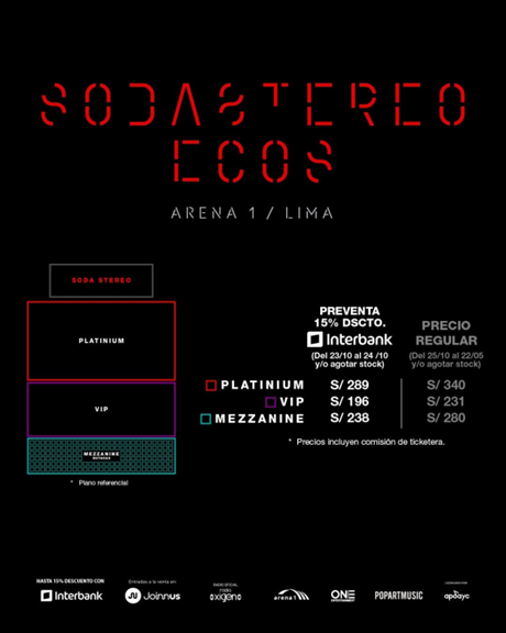 Mapa de asientos - Soda Stereo en Lima - Gira Ecos - venta de entradas en Joinnus