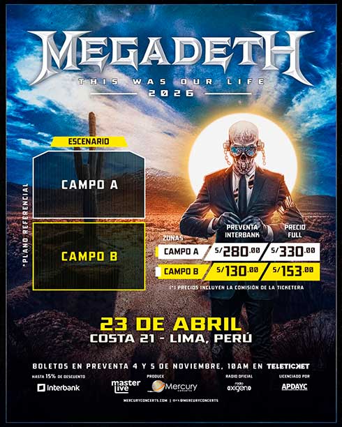 megadeth en lima precios